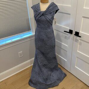 Teri Jon Rickie Freeman Women’s Slate Textured Off Shoulder Gown Size 4